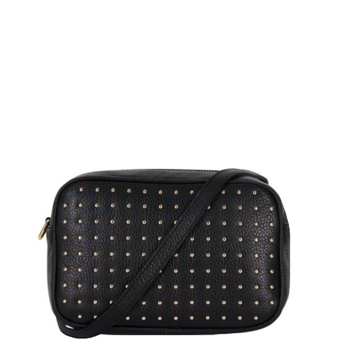 Stud Black Leather Cross-Body Camera Bag Brix and Bailey