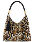 Warm Browns Python Print Calf Hair Leather Tassel Grab Bag