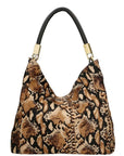 Warm Browns Python Print Calf Hair Leather Tassel Grab Bag