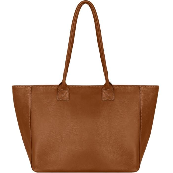 Dark Tan Horizontal Zipped Leather Tote | brnbr