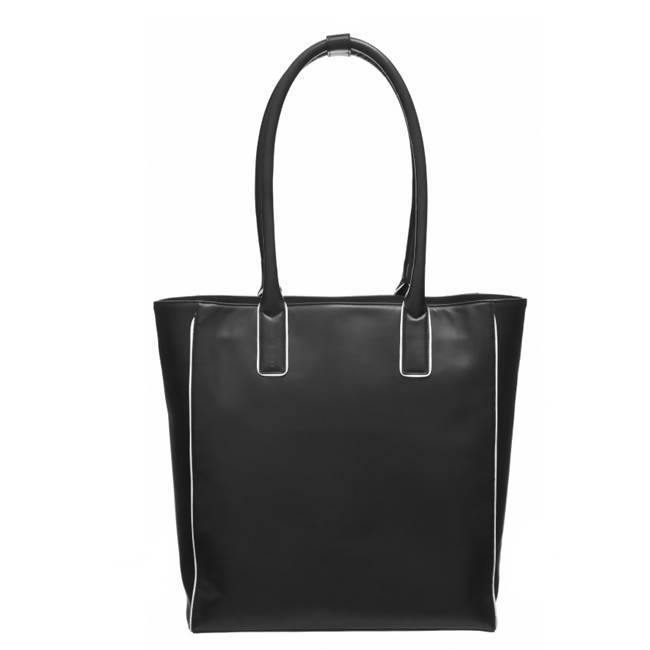 Black Piñatex™ Leather Piped Leather Day Tote Leather Day Tote - Brix and Bailey® - Contemporary Bag, Watch and Accessory Brand