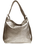 Bronze Metallic Leather Convertible Tote Backpack | Bxndl