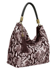Warm Greys Python Print Calf Hair Leather Tassel Grab Bag