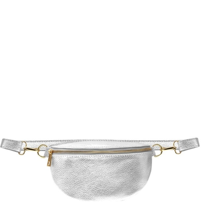 Silver Leather Belt Sling Bag Sostter Brix Bailey