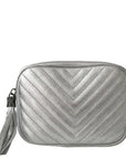 Silver Leather Crossbody Bag