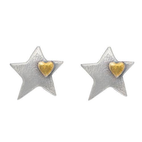 Silver Star Mini Heart Stud Earrings - Brix and Bailey® - Contemporary Bag, Watch and Accessory Brand