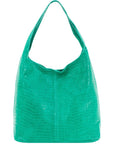 Turquoise Croc Print Leather Hobo Bag Brix and Bailey