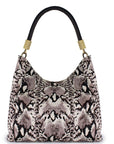Warm Greys Python Print Calf Hair Leather Tassel Grab Bag