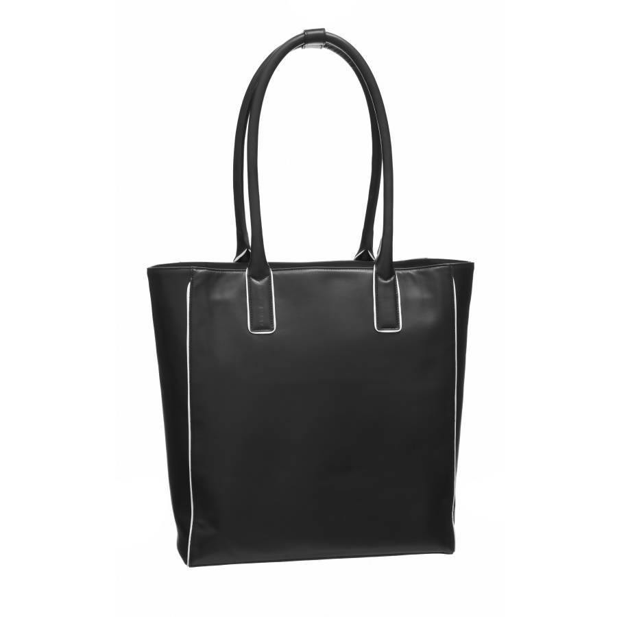 Black Piñatex™ Leather Piped Leather Day Tote Leather Day Tote - Brix and Bailey® - Contemporary Bag, Watch and Accessory Brand