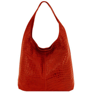 Clementine Croc Print Leather Hobo Bag | Bdrbb