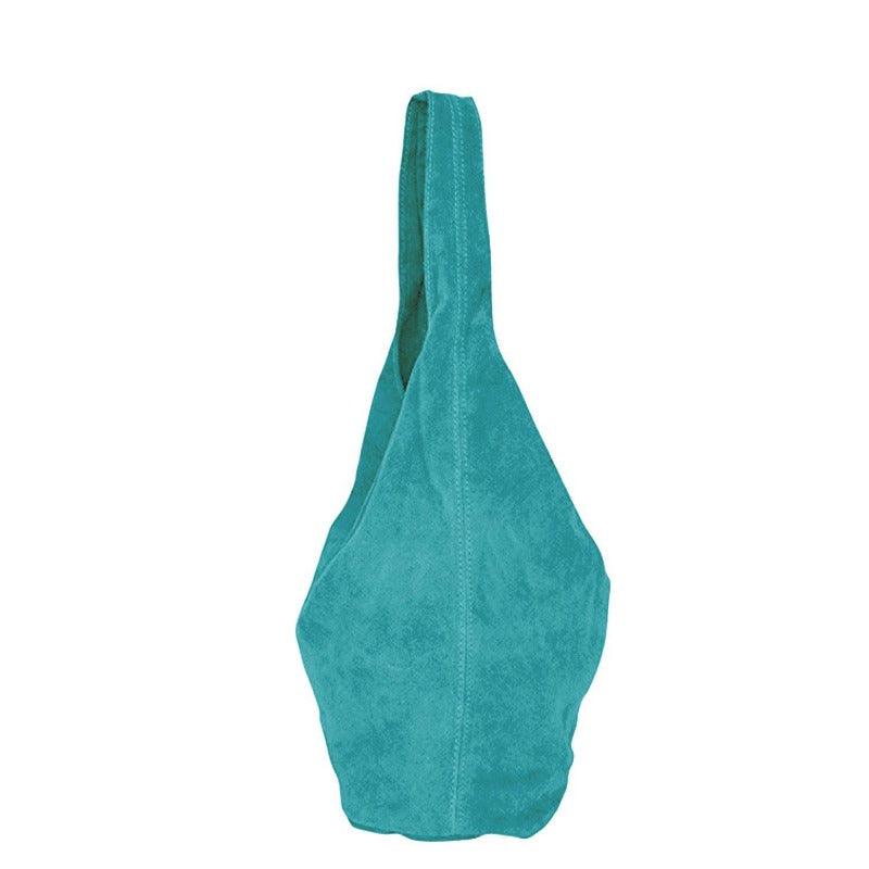 Aqua Soft Suede Leather Hobo Shoulder Bag | Byirl - Brix + Bailey