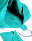 Aqua Soft Suede Leather Hobo Shoulder Bag | Byirl - Brix + Bailey