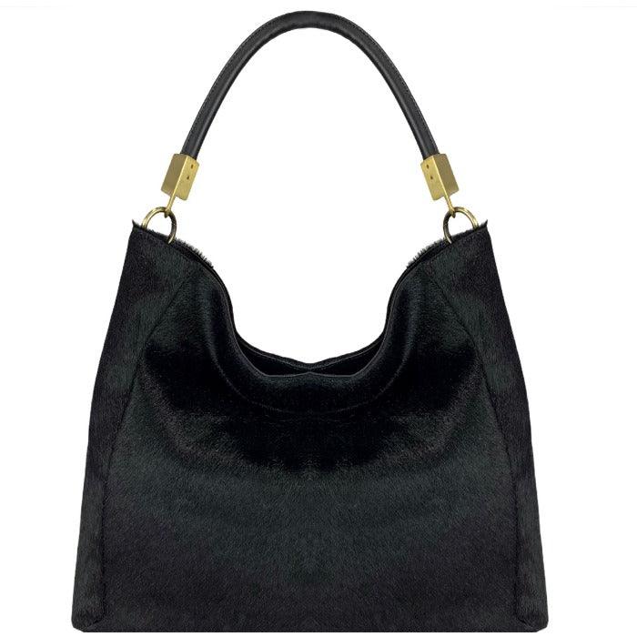 Black Calf Hair Leather Tassel Grab Bag | Biylx - Brix + Bailey