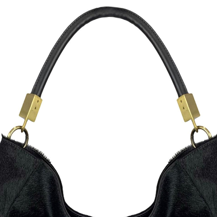 Black Calf Hair Leather Tassel Grab Bag | Biylx - Brix + Bailey