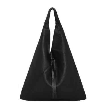 Black Pebbled Boho Shoulder Leather Bag - Brix + Bailey