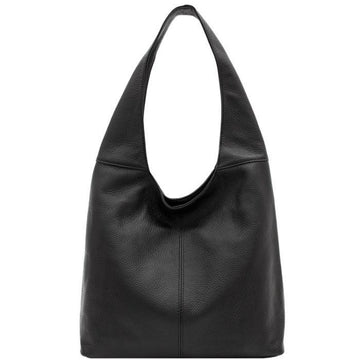 Black Soft Pebbled Leather Hobo Bag - Brix + Bailey