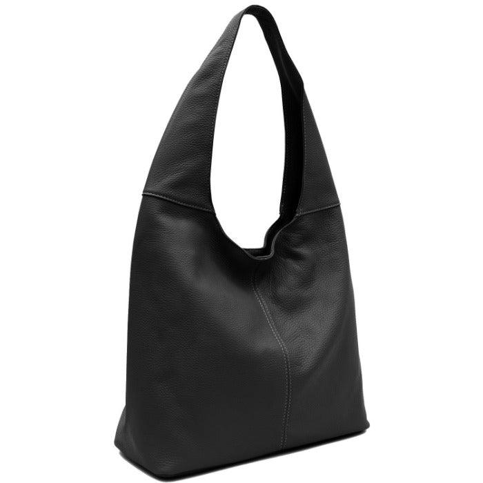 Black Soft Pebbled Leather Hobo Bag - Brix + Bailey