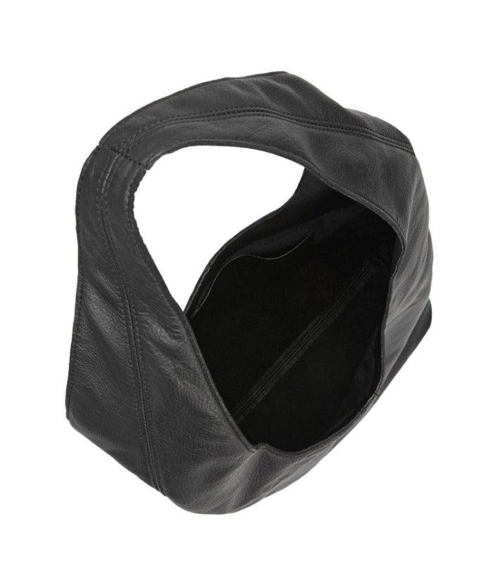 Black Soft Pebbled Leather Hobo Bag - Brix + Bailey