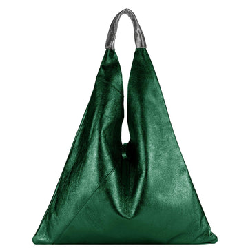 Bottle Green Metallic Boho Leather Bag - Brix + Bailey