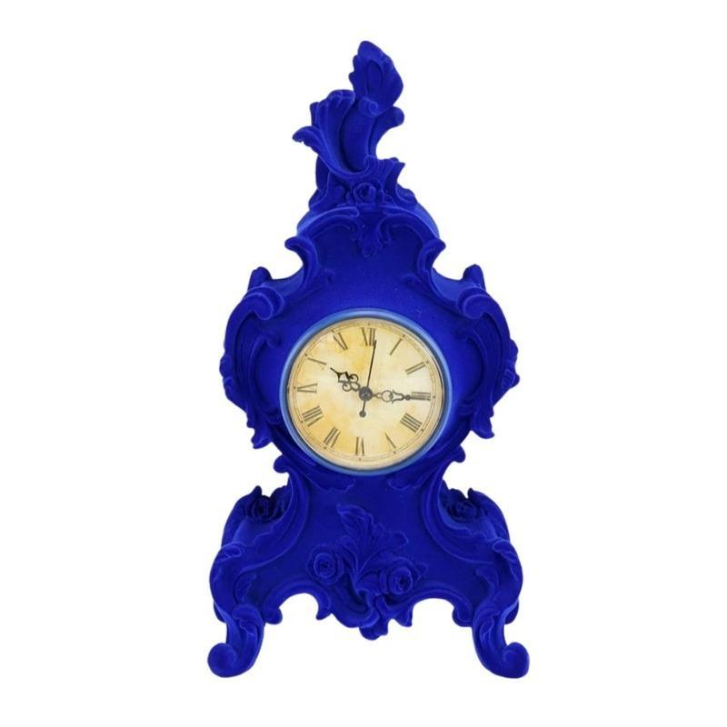 Bright Blue Flocked Mantle Clock - Brix + Bailey