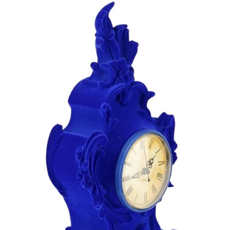 Bright Blue Flocked Mantle Clock - Brix + Bailey