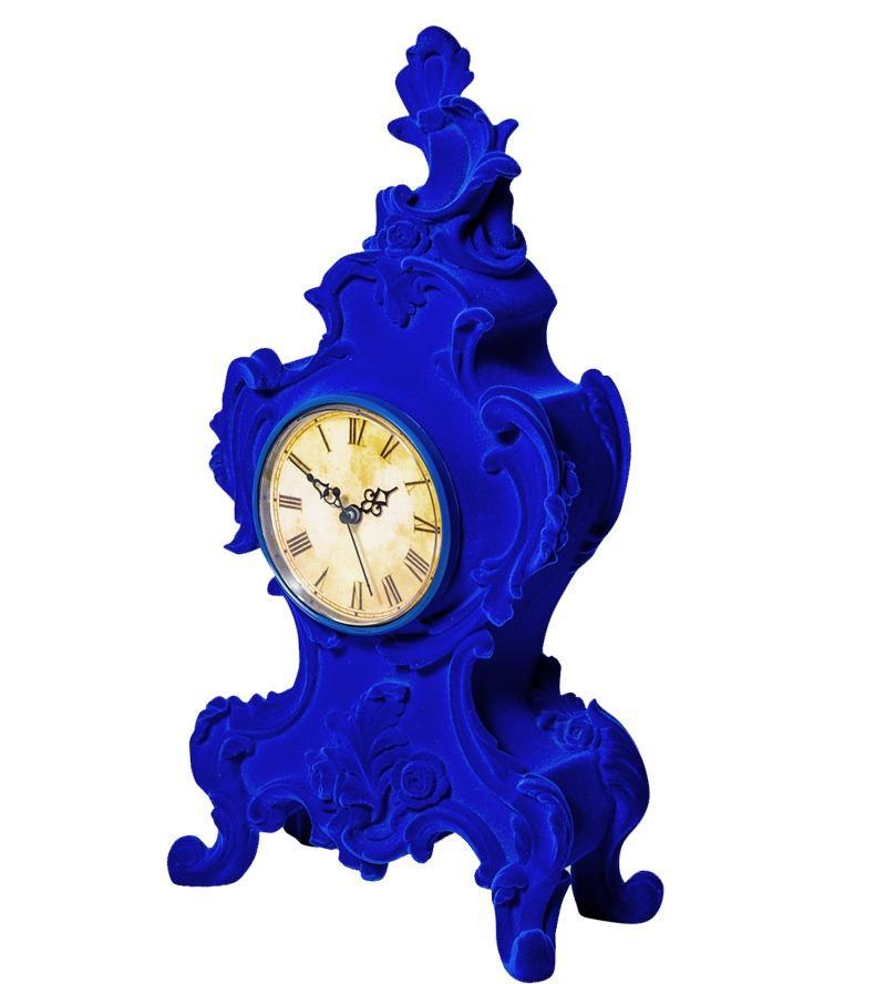 Bright Blue Flocked Mantle Clock - Brix + Bailey