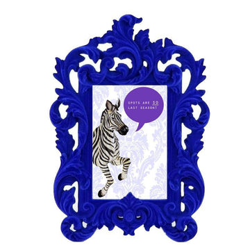 Bright Cobalt Blue Flock Ornate Photo Frame - Brix + Bailey