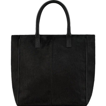 Calf Hair Large Leather Tote Bag Black - Brix + Bailey