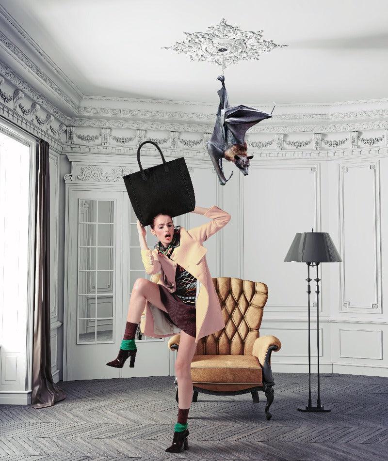 Calf Hair Large Leather Tote Bag Black - Brix + Bailey