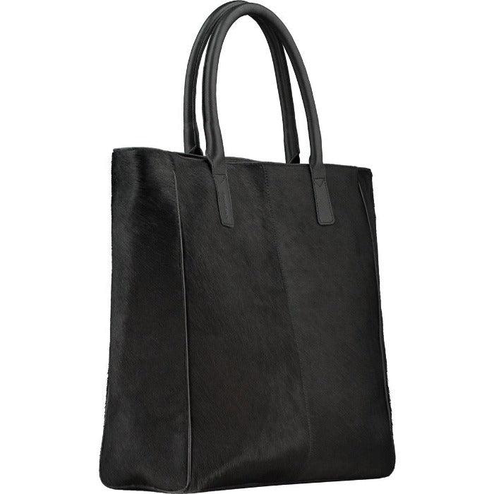 Calf Hair Large Leather Tote Bag Black - Brix + Bailey