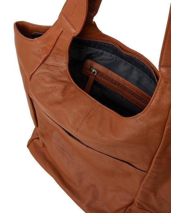 Camel Large Pocket Tote Shoulder Bag - Brix + Bailey