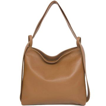 Camel Pebbled Leather Convertible Tote Backpack - Brix + Bailey