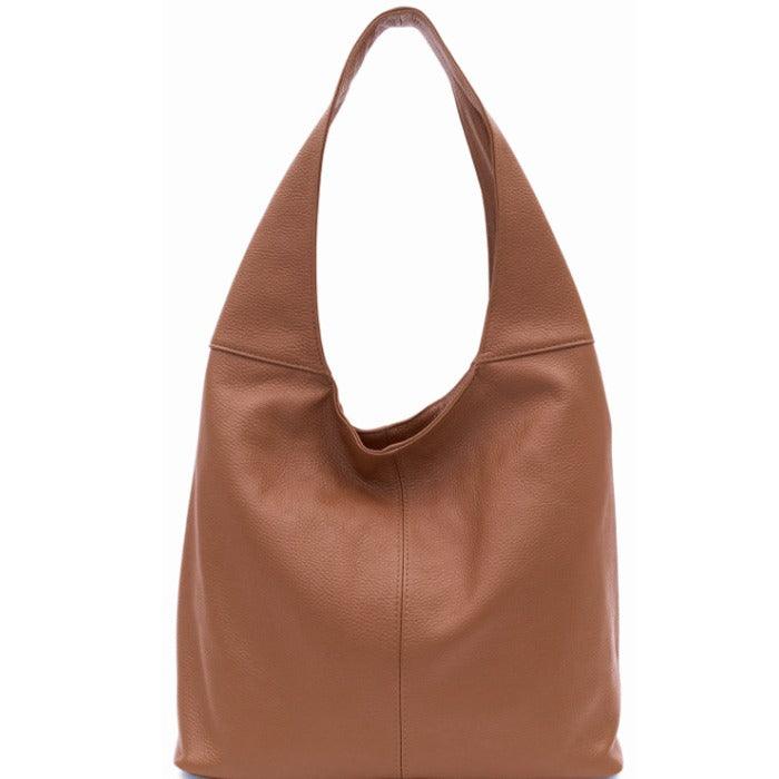Camel Soft Pebbled Leather Hobo Bag - Brix + Bailey