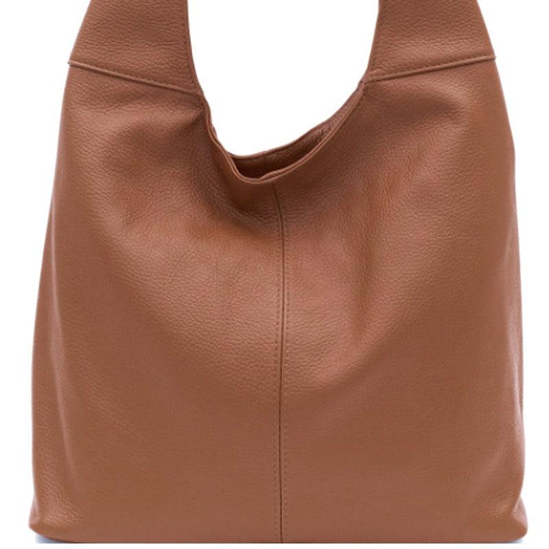Camel Soft Pebbled Leather Hobo Bag - Brix + Bailey