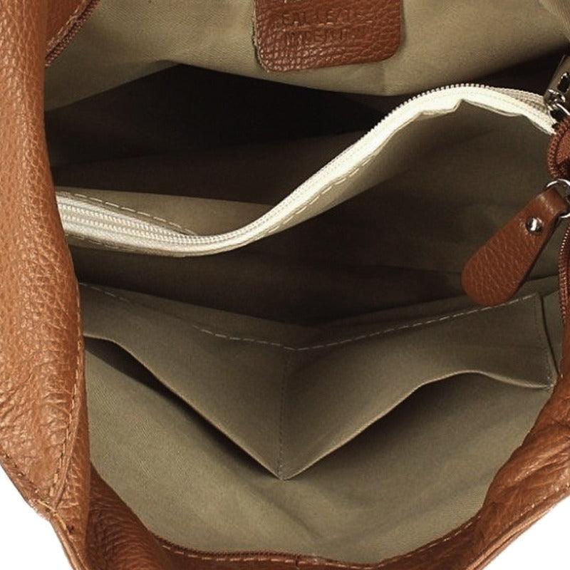 Camel Soft Pebbled Leather Hobo Bag - Brix + Bailey
