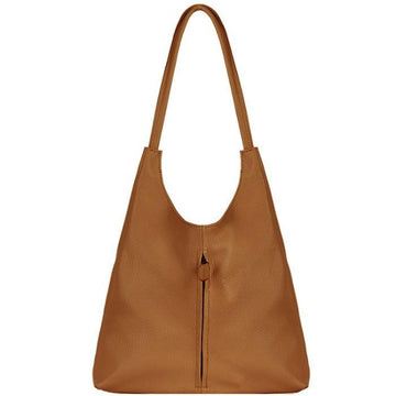 Camel Soft Pebbled Leather Slouch Bag - Brix + Bailey