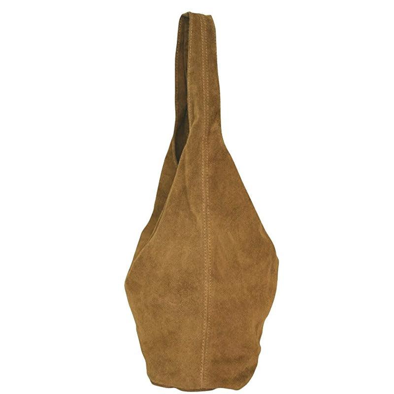 Camel Soft Suede Leather Hobo Shoulder Bag - Brix + Bailey