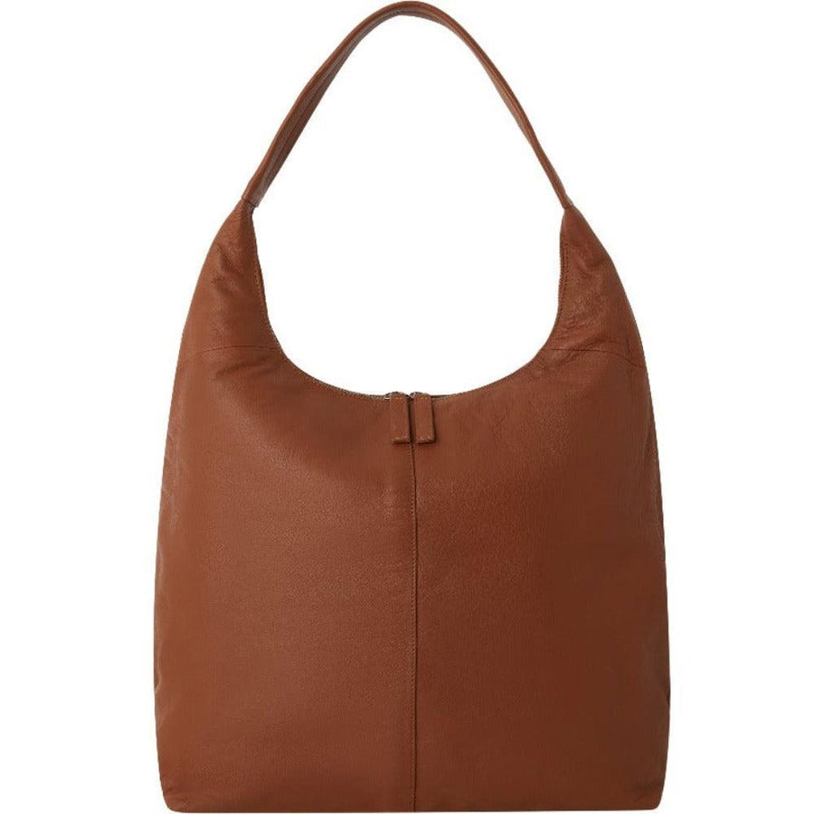 Camel Zip Top Leather Hobo Bag - Brix + Bailey