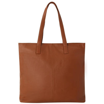 Camel Zipped Leather Everyday Tote - Brix + Bailey