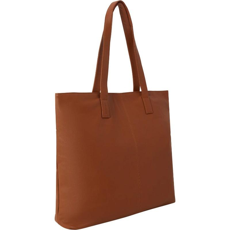 Camel Zipped Leather Everyday Tote - Brix + Bailey