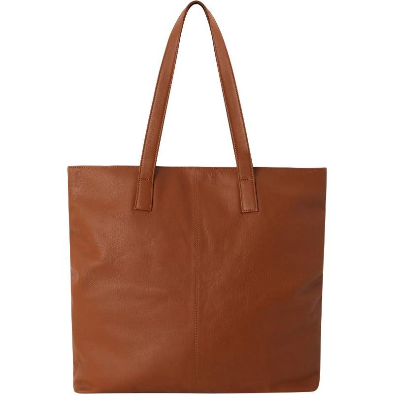 Camel Zipped Leather Everyday Tote - Brix + Bailey