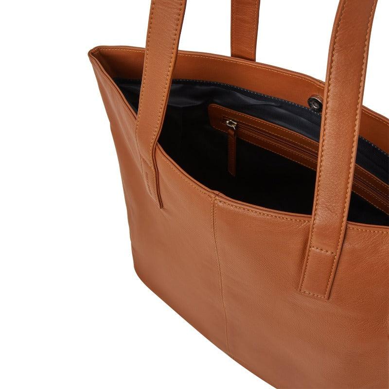 Camel Zipped Leather Everyday Tote - Brix + Bailey