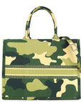 Camouflage Print Canvas Tote Book Shopper - Monochrome Structured Bag with Zip Top & Cross-Body Strap by Vodkablue at brixbailey.com