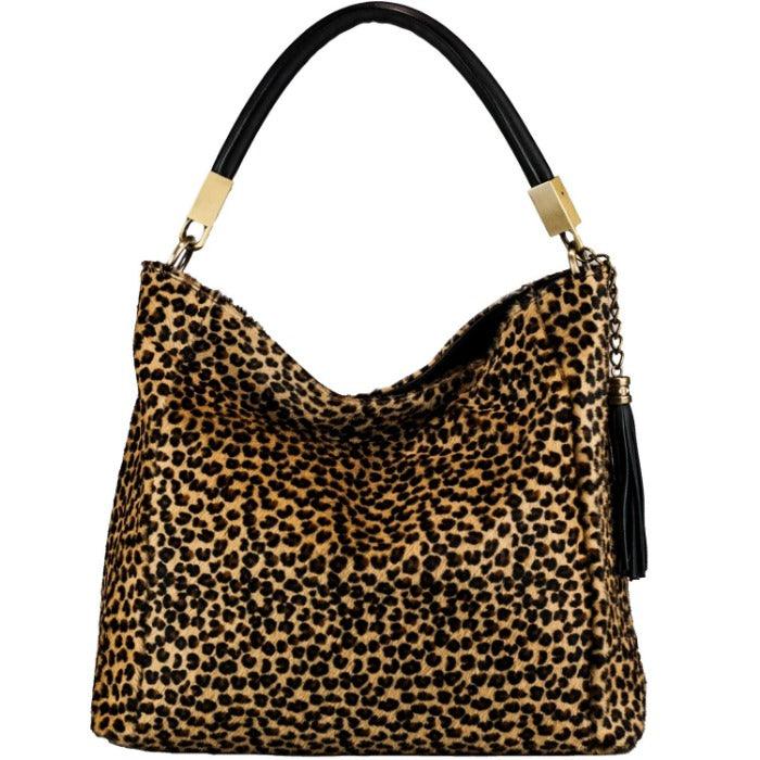 Cheetah Print Calf Hair Leather Tassel Grab Bag - Brix + Bailey