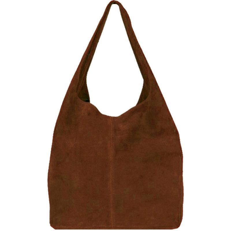 Chestnut Soft Suede Hobo Shoulder Bag - Brix + Bailey