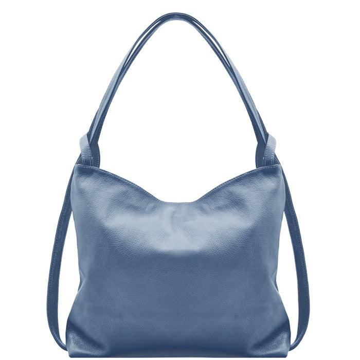 Denim Blue Pebbled Leather Convertible Tote Backpack - Brix + Bailey