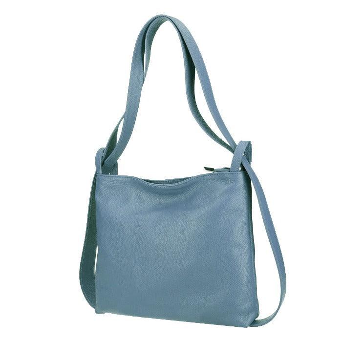 Denim Blue Pebbled Leather Convertible Tote Backpack - Brix + Bailey