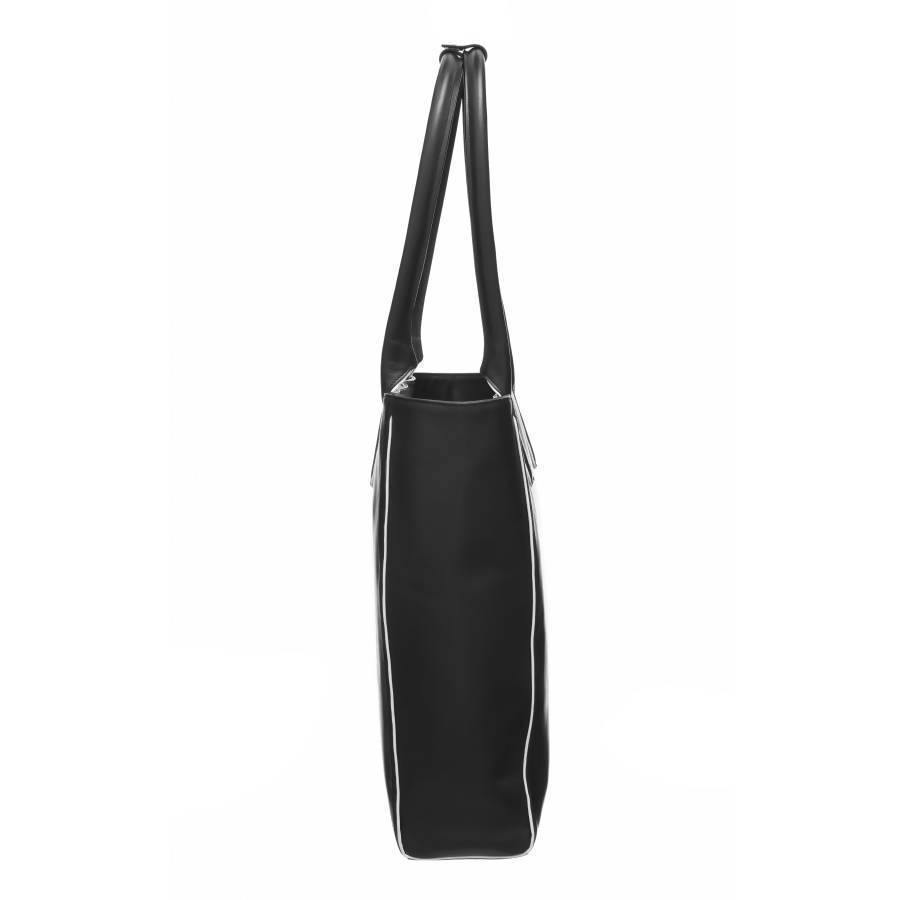 Black Piñatex™ Leather Piped Leather Day Tote Leather Day Tote - Brix and Bailey® - Contemporary Bag, Watch and Accessory Brand