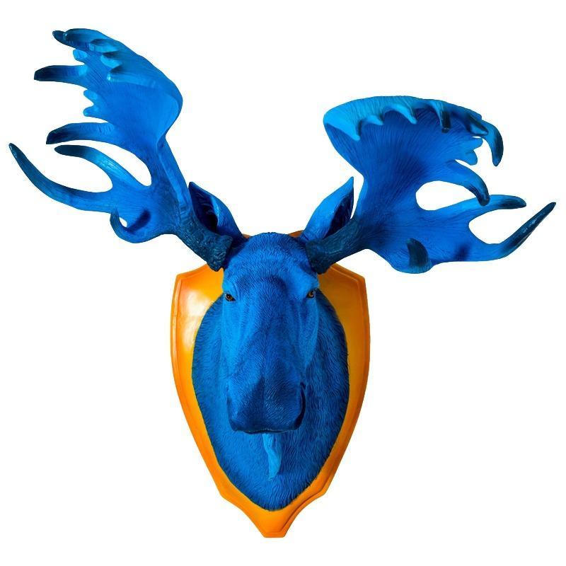 Electric Blue Moose Head Wall Decoration - Brix + Bailey