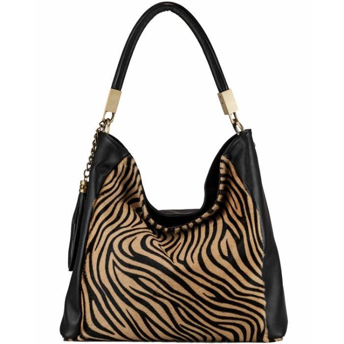 Gold and Black Zebra Print Calf Hair And Leather Grab Bag - Brix + Bailey